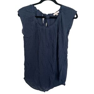 LC Lauren Conrad Blue Swiss Dot Short Sleeve Blouse XS